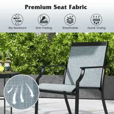 2er Set Gartenstühle mit Atmungsaktiver Sitzfläche & Metallrahmen bis 150 kg Belastbar Blau
