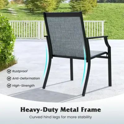 2er Set Gartenstühle mit Atmungsaktiver Sitzfläche & Metallrahmen bis 150 kg Belastbar Blau
