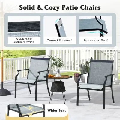 2er Set Gartenstühle mit Atmungsaktiver Sitzfläche & Metallrahmen bis 150 kg Belastbar Blau