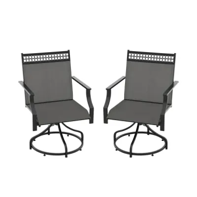Zahradní židle otočná o 360° sada 2 terasových židlí s rychleschnoucí látkou černá 65 x 61 x 90 cm