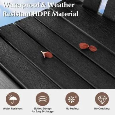 Venkovní bar židle s područkou a opěrkou nohou HDPE Patio židle odolná vůči povětrnostním vlivům Pub Stool Black