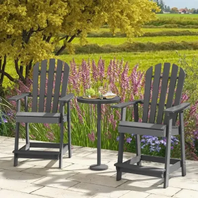 Venkovní barová židle s područkou a podnožkou HDPE Patio Chair Odolná vůči povětrnostním vlivům Pub Stool Grey