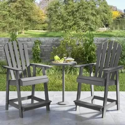 Venkovní barová židle s područkou a podnožkou HDPE Patio Chair Odolná vůči povětrnostním vlivům Pub Stool Grey