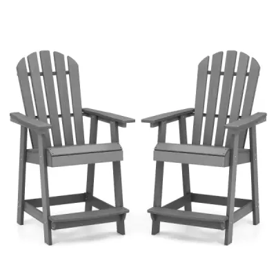 Venkovní barová židle s područkou a podnožkou HDPE Patio Chair Odolná vůči povětrnostním vlivům Pub Stool Grey