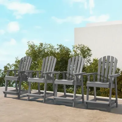Venkovní barová židle s područkou a podnožkou HDPE Patio Chair Odolná vůči povětrnostním vlivům Pub Stool Grey