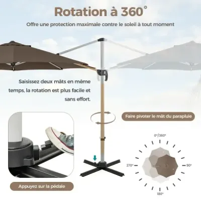 ?330 cm slunečník s klikou & UPF 50+ & 360° otočný konzolový slunečník zahradní slunečník červený