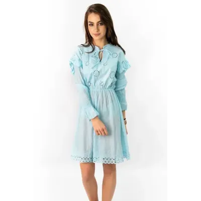 Dámské bavlněné šaty MODA303 světle modré
