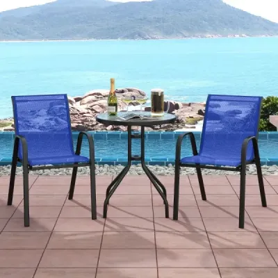 3dílná sada balkonového nábytku bistro stůl se 2 stohovatelnými židlemi bistro set balkonový set zahradní set modrý