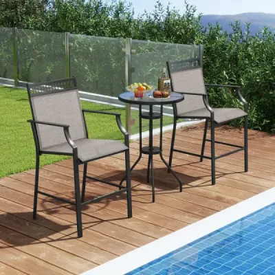 Sada 2 zahradních židlí s rychleschnoucí tkaninou Vysoké židle na terasu Balkónové židle - červené