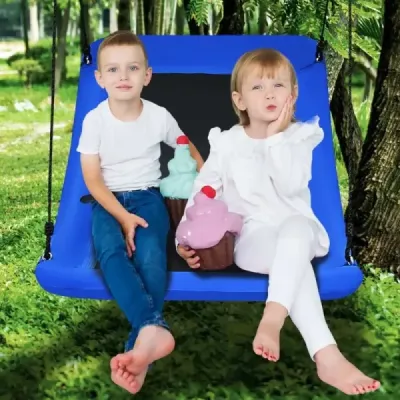 Houpačka na stromě houpačka s nastavitelným lanem vnější houpačka 83 x 155 cm modrá