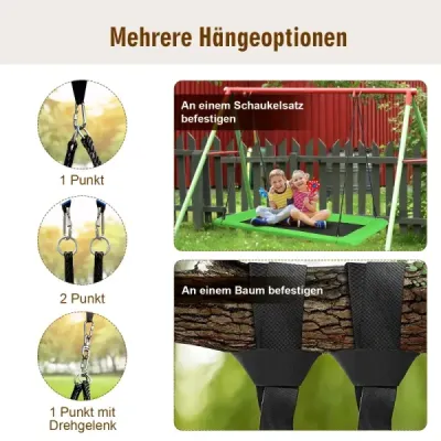 Houpačka na strom Nest houpačka 100-180 cm nastavitelné lano vnitřní a vnější houpačka na strom zelená