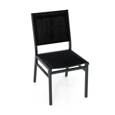 Zahradní židle hliníková terasová židle odolná vůči povětrnostním vlivům s prodyšným sedadlem a opěradlem 60 x 45 x 87 cm černá