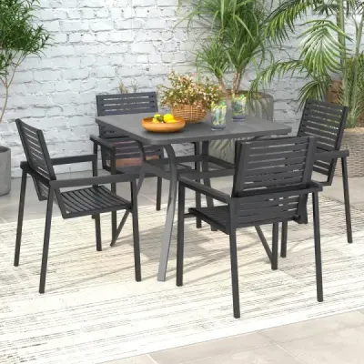 Zahradní stůl s dřevěnou deskou pro 4 osoby Stůl na terasu Balkonový stůl 80 x 80 x 73 cm