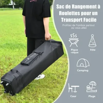 4 m x 4 m Velký stan pro akce s dvoupatrovou střechou Šedý