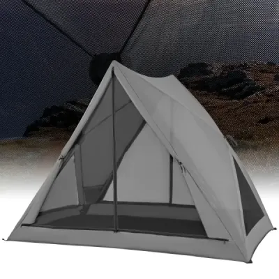 Pop Up stan pro 2-3 osoby 360° jednostranný průhledný rodinný stan 225 x 145 x 161 cm Šedá