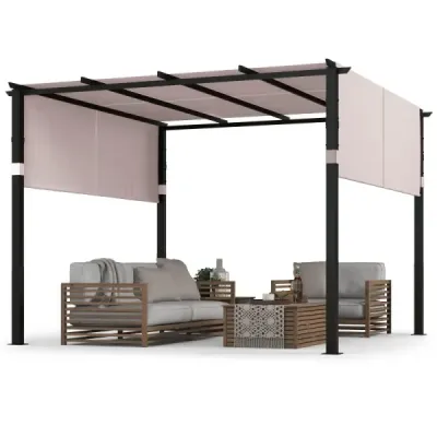 Pergola se 2 nastavitelnými střechami altán 3,05x3,05m voděodolná stabilní zimovzdorná šedá