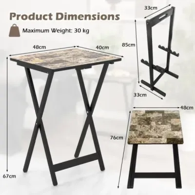 Sada 4 zahradních stolů skládací venkovní bistro stůl odolný vůči povětrnostním vlivům vyrobený ze dřeva 48 x 40 x 67 cm černý