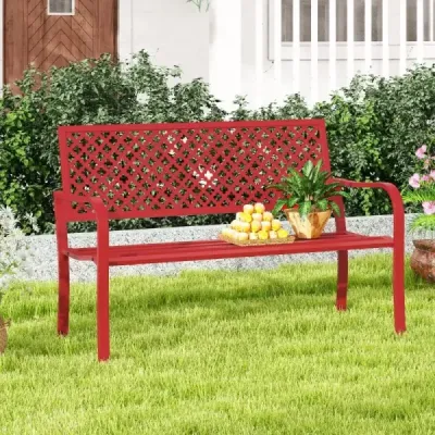 Zahradní lavička kovová lavička odolná vůči povětrnostním vlivům pro 2-3 osoby parková lavička s opěradlem  127 x 62 x 86 cm