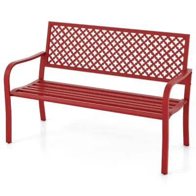 Zahradní lavička kovová lavička odolná vůči povětrnostním vlivům pro 2-3 osoby parková lavička s opěradlem  127 x 62 x 86 cm