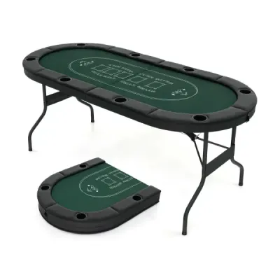 Skládací pokerový stůl pro 8 hráčů Herní stůl s držáky na sklenice a čalouněnou opěrkou