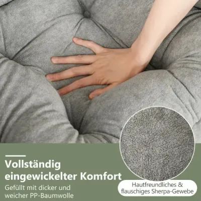 Křeslo s taburetem & područkami & boční kapsou & oboustrannou podnožkou Relax křeslo šedé