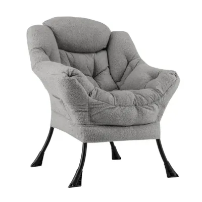 Sessel mit Armlehnen & Seitentasche & Fußstütze Relaxsessel Loungesessel Fernsehsessel Grau