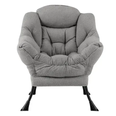 Sessel mit Armlehnen & Seitentasche & Fußstütze Relaxsessel Loungesessel Fernsehsessel Grau
