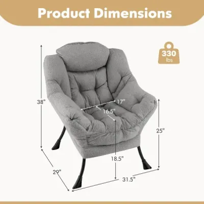 Sessel mit Armlehnen & Seitentasche & Fußstütze Relaxsessel Loungesessel Fernsehsessel Grau