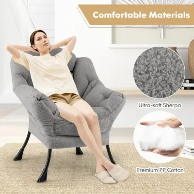 Sessel mit Armlehnen & Seitentasche & Fußstütze Relaxsessel Loungesessel Fernsehsessel Grau