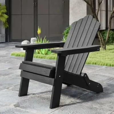 Židle Adirondack skládací židle Adirondack odolná proti povětrnostním vlivům vyrobená z černého plastu