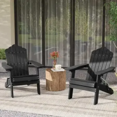 Židle Adirondack skládací židle Adirondack odolná proti povětrnostním vlivům vyrobená z černého plastu