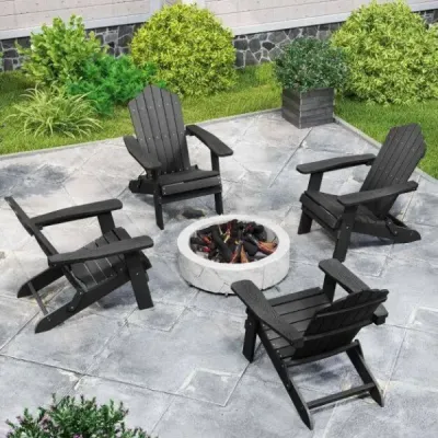 Židle Adirondack skládací židle Adirondack odolná proti povětrnostním vlivům vyrobená z černého plastu