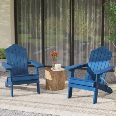 Židle Adirondack skládací židle Adirondack odolná proti povětrnostním vlivům vyrobená z plastu tmavě modré barvy