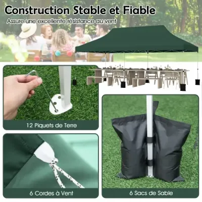 300 x 600 cm pop-up stan se skládacím baldachýnem skládací stan pro akce s taškou na přenášení zelený