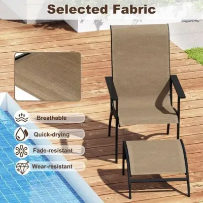 5dílná sada balkónového nábytku Sada zahradního nábytku včetně 2 židlí s taburetem a stolu Zahradní sedací souprava