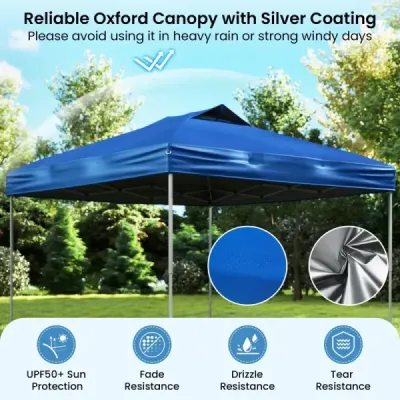 Skládací pavilon 3 x 3 m, vodotěsný, UV ochrana 50+, párty stan, skládací stan, zahradní pavilon, modrý