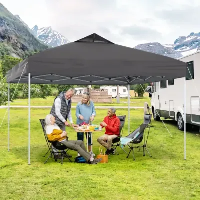 Pavilon 3x3m skládací pavilon vodotěsný stabilní UV ochrana 50+ párty stan skládací stan šedý