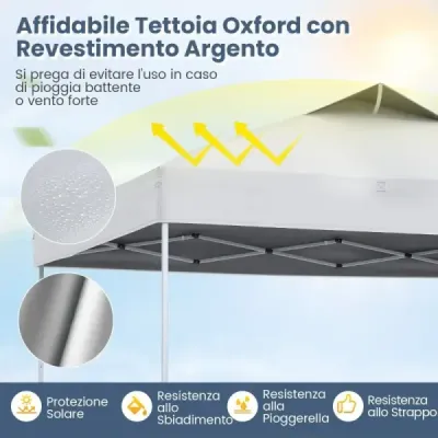 Pavilon 3x3m skládací pavilon vodotěsný stabilní UV ochrana 50+ párty stan skládací stan bílý