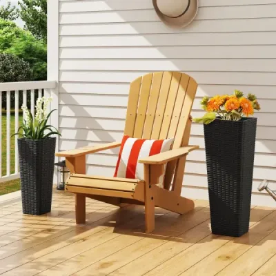 Sada 2 květináčů s vnitřním květináčem o výšce 82 cm / 60 cm, ratanové stohovatelné květináče s drenážními otvory, černé