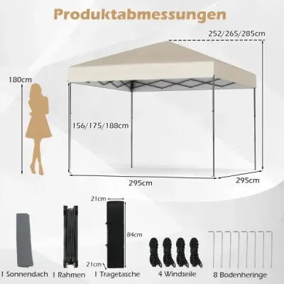 Výsuvný altán 3x3 m s přepravní taškou a bílým skládacím altánem s nastavitelnou výškou (UV50+)
