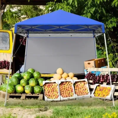 Pavilon 2x2 m Pop up skládací pavilon Výškově nastavitelný s boční stěnou a háčky na zemi Voděodolný a protisluneční párty stan Modrá barva