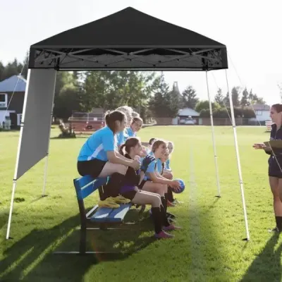 Pavilon 2x2 m Pop up skládací pavilon Výškově nastavitelný s boční stěnou a háčky na zemi Voděodolný a protisluneční párty stan Černá barva