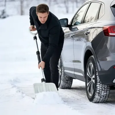 Hrablo na sníh 26 cm široké Lehké hrablo na sníh s ergonomickou rukojetí a robustní hliníkovou násadou Bílá barva