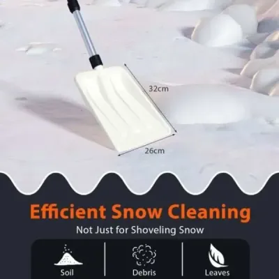 Hrablo na sníh 26 cm široké Lehké hrablo na sníh s ergonomickou rukojetí a robustní hliníkovou násadou Bílá barva
