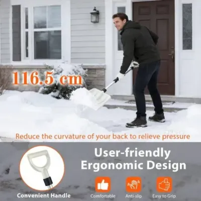 Hrablo na sníh 26 cm široké Lehké hrablo na sníh s ergonomickou rukojetí a robustní hliníkovou násadou Bílá barva