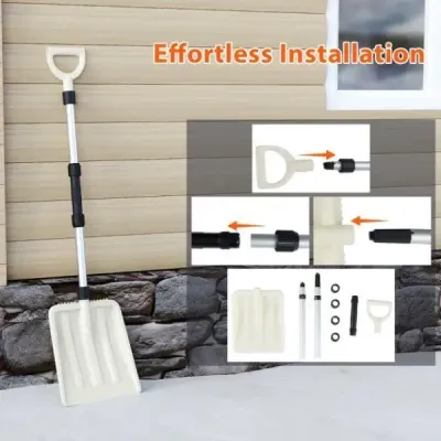 Hrablo na sníh 26 cm široké Lehké hrablo na sníh s ergonomickou rukojetí a robustní hliníkovou násadou Bílá barva