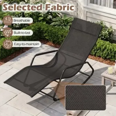 Zahradní lehátko odolné proti povětrnostním vlivům – ergonomické houpací křeslo z prodyšné látky, 143 x 57 x 86 cm, černé