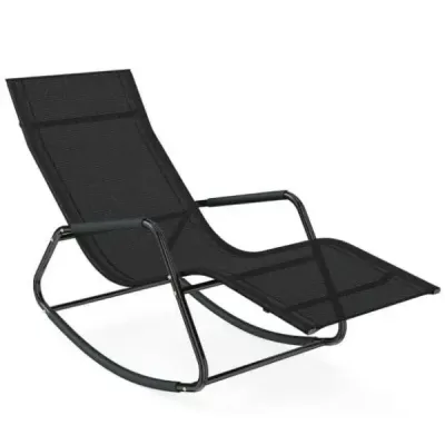 Zahradní lehátko odolné proti povětrnostním vlivům – ergonomické houpací křeslo z prodyšné látky, 143 x 57 x 86 cm, černé