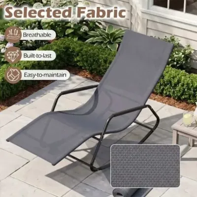 Zahradní lehátko odolné proti povětrnostním vlivům – ergonomické houpací křeslo z prodyšné látky, 143 x 57 x 86 cm, šedé
