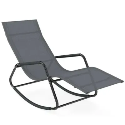 Zahradní lehátko odolné proti povětrnostním vlivům – ergonomické houpací křeslo z prodyšné látky, 143 x 57 x 86 cm, šedé